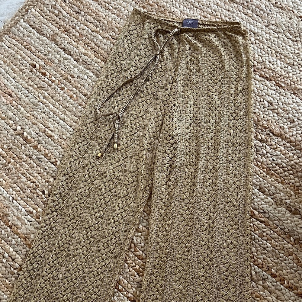 Elif by Jordan Taylor Gold Crochet Pants